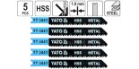 Brzeszczoty do wyrzynarki Yato typ T 70mm 12 TPI do metalu kpl. 5 szt.- 3441