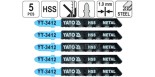 Brzeszczoty do wyrzynarki Yato typ T 75mm 21 TPI do metalu kpl. 5 szt.- 3412