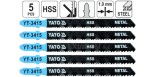 Brzeszczoty do wyrzynarki Yato typ T 100mm 24-10 TPI do metalu kpl. 5 szt.- 3415