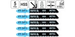 Brzeszczoty do wyrzynarki Yato typ T 75mm 12 TPI do metalu kpl. 5 szt.- 3413