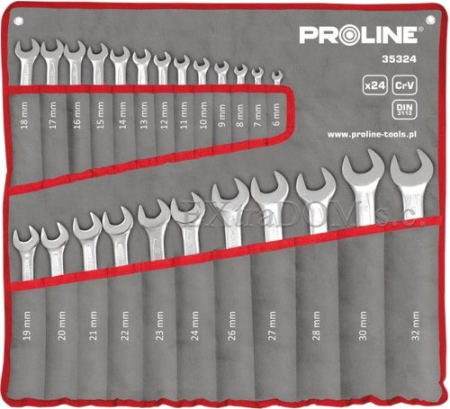 Proline klucze płasko - oczkowych zesatw 24 sztuki 6-32 mm 35324