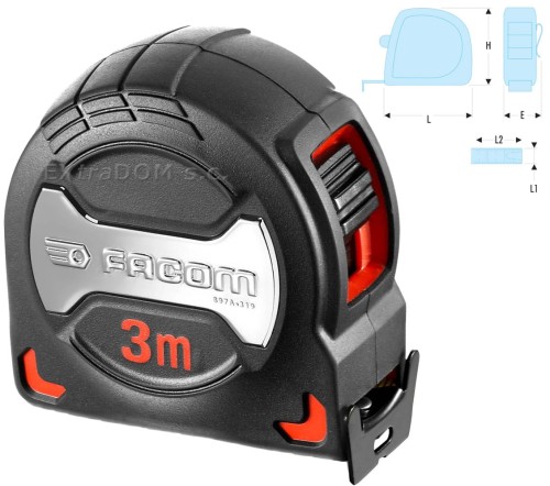 Miara zwijana Facom we wzmocnionej obudowie 3m 897A.319