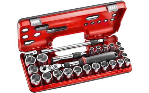 Klucze nasadowe Facom 1/2" z grzechotką przedłużaną z blokadą 25 cz 8-32 mm Facom SXL.DBOX3