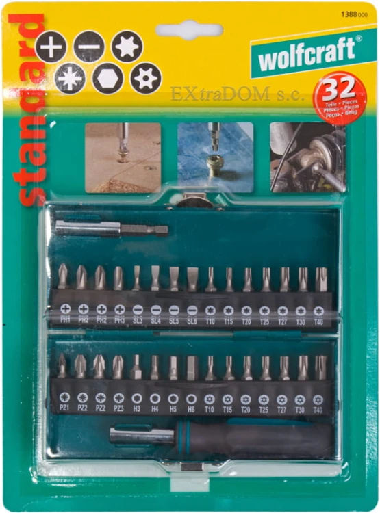 Bity Wolfcraft 2 x komplet 32 sztuk w walizce 1388000-1386000