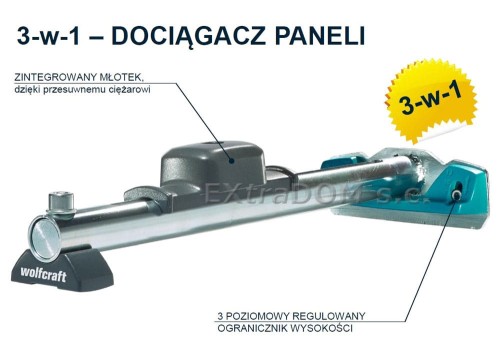 Dociągacz - dobijak - łyżka dociągająca 3w1 do układania paneli podłogowych Wolfcraft 6945000