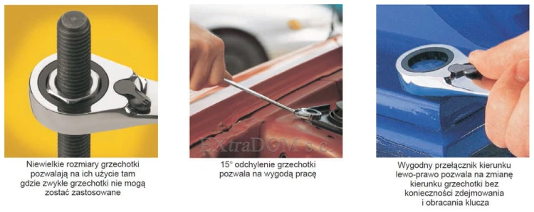 Klucze płasko - oczkowe grzechotką Gearwrench SATA zestaw 6 szt.