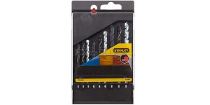 Wiertła do muru, cegły, pustaka, wiertła do metalu i drewna Stanley kpl. 9 szt. z uchwytem walcowym STA56005