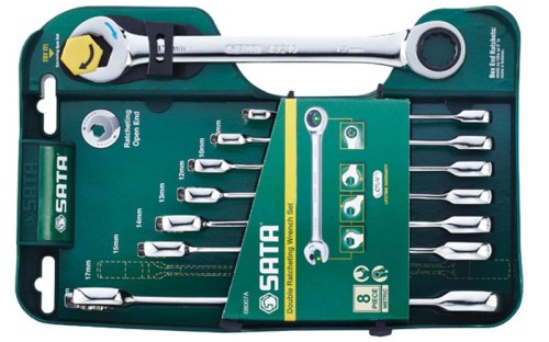 Klucze płasko - oczkowe z podwójną grzechotką Gearwrench SATA zestaw 8 szt. 08007A