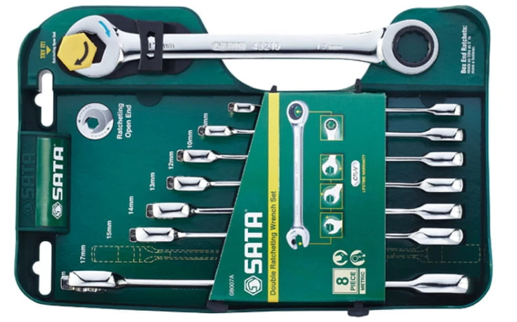 Klucze płasko - oczkowe z podwójną grzechotką Gearwrench SATA zestaw 8 szt. 08007A