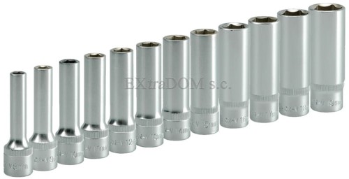 Klucze nasadowe - nasadki 1/2" Yato długie kpl. 12 sztuk 8 - 19mm