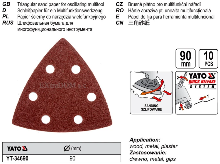 Papier ścierny do urządzenia wielofunkcyjnego YATO YT-34690
