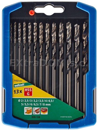 Wiertła spiralne HSS szlifowane do metalu Wolfcraft kpl 13 szt 7102000