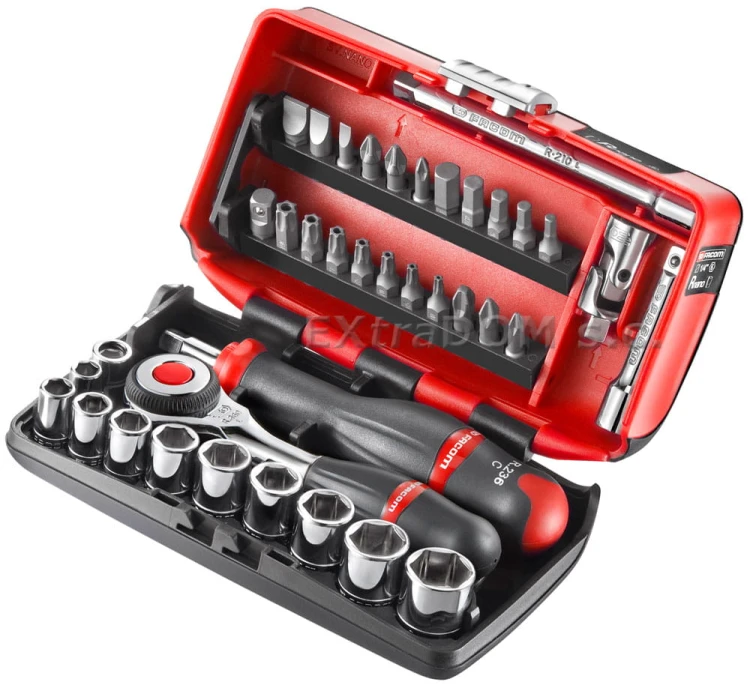 Klucze nasadowe Facom 1/4" 6-kątny rozmiary calowe R.360 NANO-U1