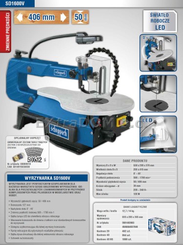  Wyrzynarka precyzyjna stołowa Scheppach SD1600V