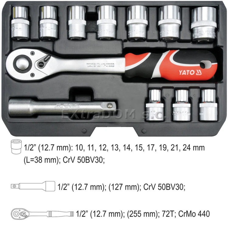 Zestaw narzędziowy Yato 1/2'' 12 cz. w walizce 38671