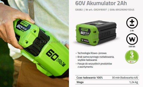 Akumulator Li-ion GREENWORKS 60V 2Ah G60B2