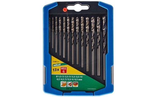 Wiertła spiralne HSS szlifowane do metalu Wolfcraft kpl 13 szt 7100000