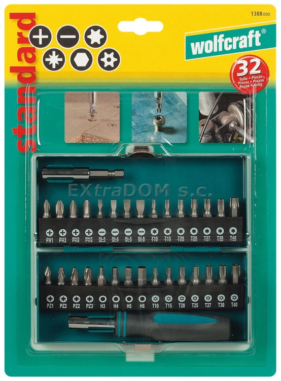 Bity Wolfcraft komplet 32 sztuk w walizce 1388000