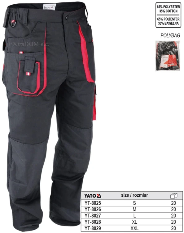 Spodnie robocze Yato rozmiar S-XXL YT-8025 8029