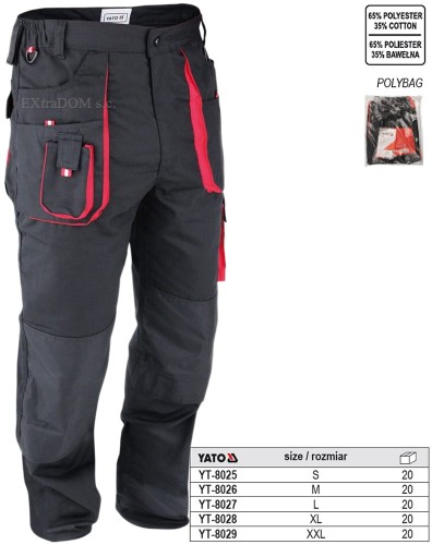 Spodnie robocze Yato rozmiar S-XXL YT-8025 8029