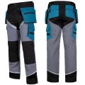Spodnie robocze monterskie z odblaskami Lahti Pro czarno-szaro-turkusowe L40502