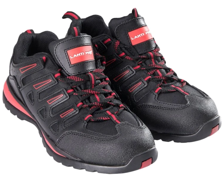 Półbuty robocze ochronne Lahti Pro kat. SB SRA buty skórzane OXFORD czarno-czerwone L30402