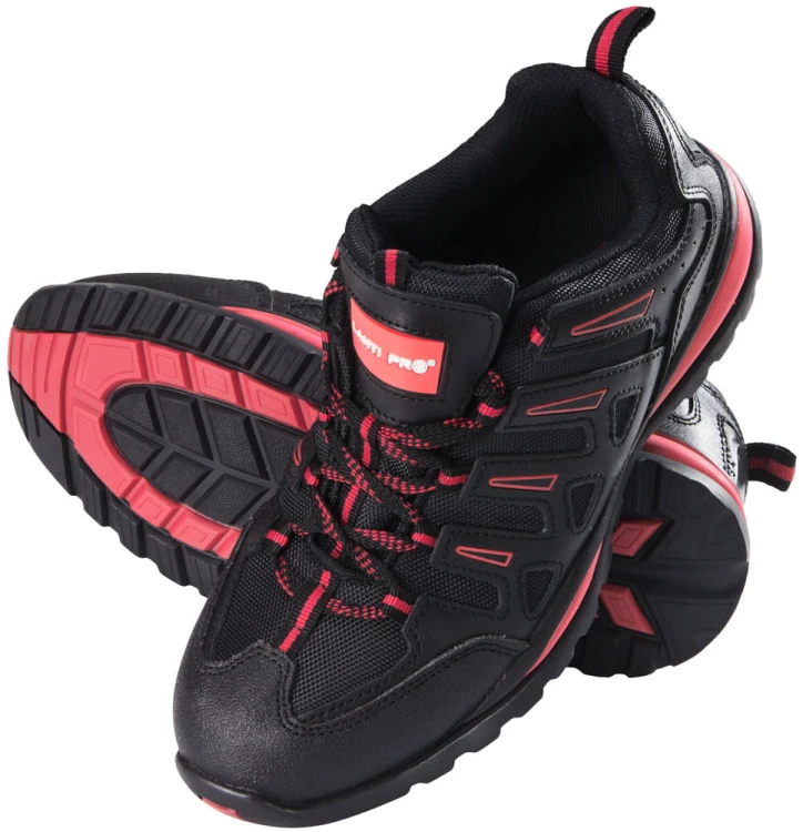 Półbuty robocze ochronne Lahti Pro kat. SB SRA buty skórzane OXFORD czarno-czerwone L30402