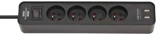 Przedłużacz listwowy z USB ECO-Line 4 gniazda 1,5m czarny Brennenstuhl 1153244006