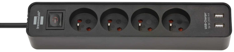 Przedłużacz listwowy z USB ECO-Line 4 gniazda 1,5m czarny Brennenstuhl 1153244006
