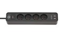 Przedłużacz listwowy z USB ECO-Line 4 gniazda 1,5m czarny Brennenstuhl 1153244006