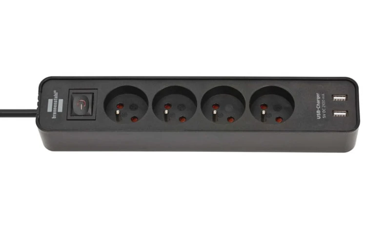 Przedłużacz listwowy z USB ECO-Line 4 gniazda 1,5m czarny Brennenstuhl 1153244006