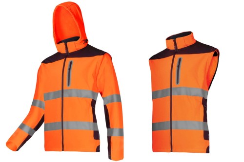 Kurtka Softshell ostrzegawcza wodoodporna z odpinanymi rękawami Lahti Pro rozmiar S L4092201, pomarańczowa