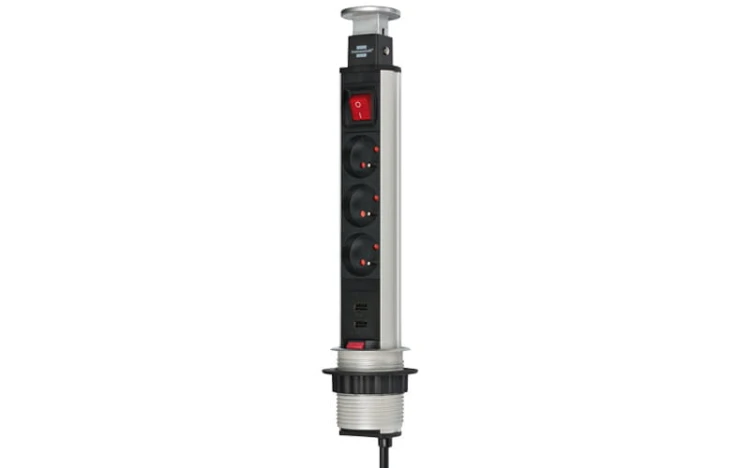 Przedłużacz kolumnowy Tower Power Brennenstuhl 3 gniazda, przewód 2m H05VV-F 3G1,5 z wyłącznikiem 1396201003