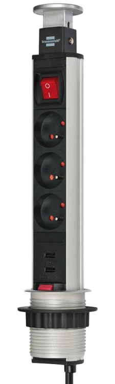 Przedłużacz kolumnowy Tower Power Brennenstuhl 3 gniazda, przewód 2m H05VV-F 3G1,5 z wyłącznikiem 1396201003