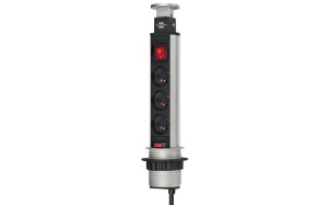 Przedłużacz kolumnowy Tower Power z łądowarką USB Brennenstuhl 3 gniazda, przewód 2m H05VV-F 3G1,5 z wyłącznikiem 1396201013