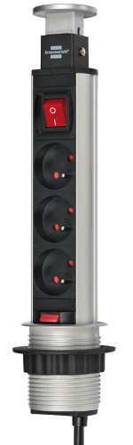 Przedłużacz kolumnowy Tower Power z łądowarką USB Brennenstuhl 3 gniazda, przewód 2m H05VV-F 3G1,5 z wyłącznikiem 1396201013