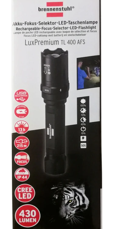 Latarka akumulatorowa LED Brennenstuhl LuxPremium zmienna ogniskowa wiele trybów świecenia TL 400 AFS, IP44, 430lm 1178600201