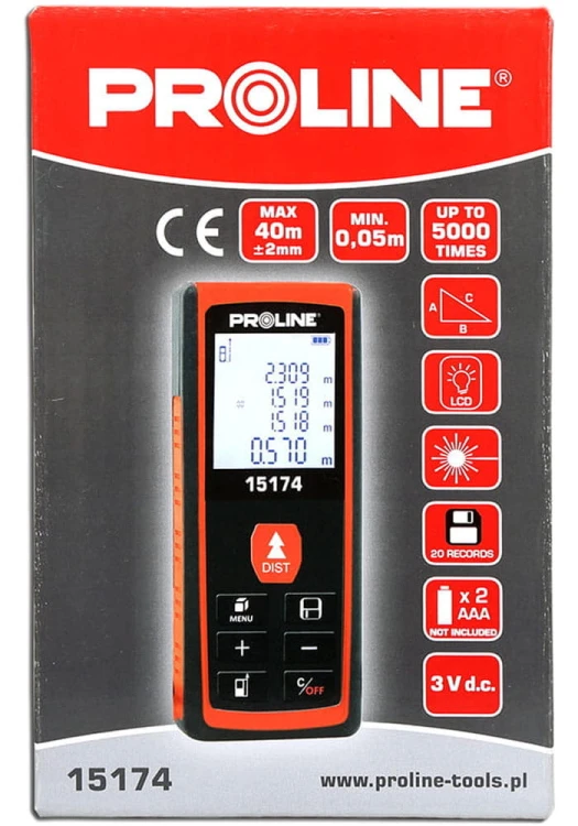 Proline dalmierz laserowy 40m dokładność 2mm / 40m 15174