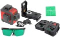 Poziomica laserowa laser linowy 3 x 360 3D Proline zielony, zasięg 20 m 15169