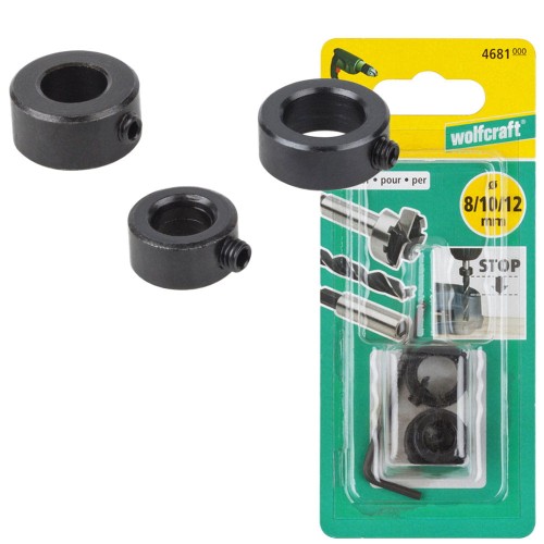 Ograniczniki głębokości wiercenia Wolfcraft 8, 10, 12 mm 4681000