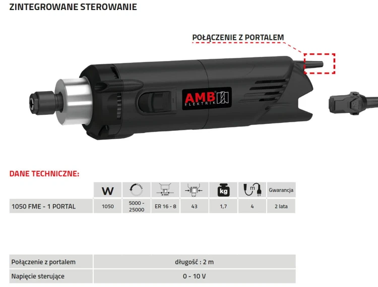 Frezarka prosta silnik frezarski AMB FME-1 1050 DI (PORTAL), 5000 - 25000 obr/min 06081054
