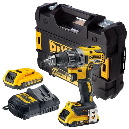 DEWALT wiertarko - wkrętarka 18V bezszczotkowa XR 2 bat 5,0Ah 13mm 2 biegi KUFER DCD791P2-QW