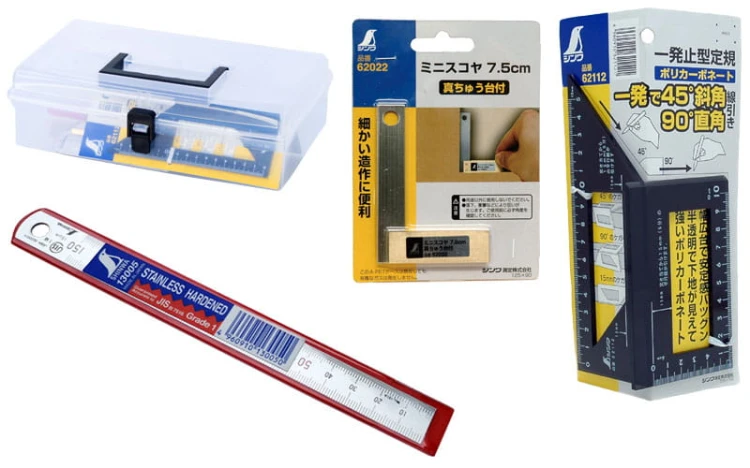 Zestaw Shinwa: liniał 15cm 13005 + kątownik mini 7,5cm 62022 + kątownik 3D 62113 + organizer GRATIS