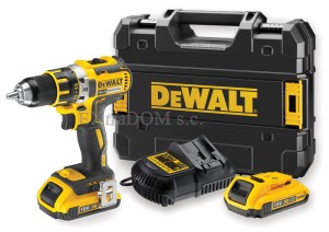DEWALT wiertarko - wkrętarka 18V bezszczotkowa XR 2 x aku. 2,0Ah 13mm 2 biegi KUFER DCD791D2-QW