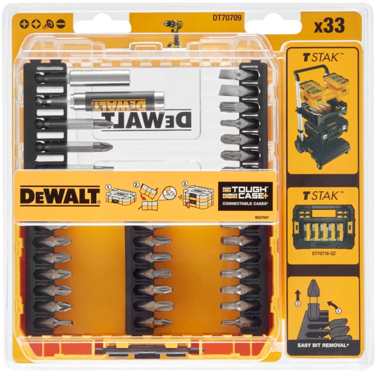 Bity DeWalt końcówki do wkrętarki kpl. 33 cz. w mocnej kasecie DT70709