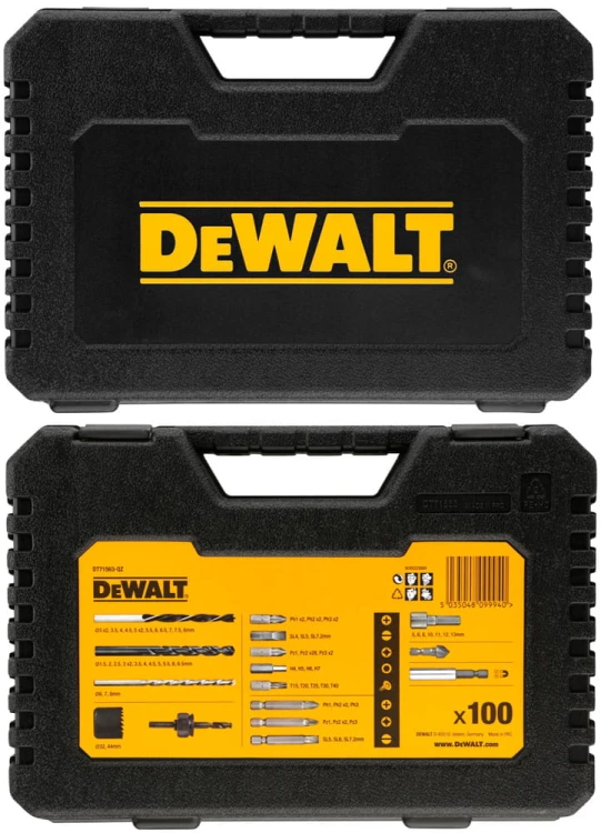 Wiertła bity DeWalt kpl. 100 cz. w walizce DT71563-QZ