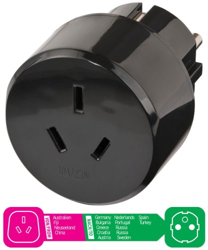 Adapter podróżny Australia i Chiny => EURO z uziemieniem Brennenstuhl