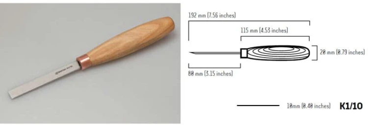 Dłuto rzeźbiarskie krótkie płaskie proste 10mm, pojedyncza faza BeaverCraft K1/10
