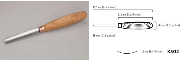 Dłuto rzeźbiarskie krótkie profilowe proste 12mm BeaverCraft K5/12