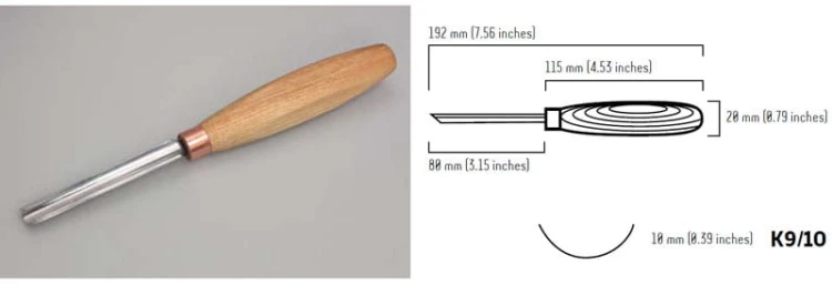 Dłuto rzeźbiarskie krótkie profilowe proste 10mm BeaverCraft K9/10